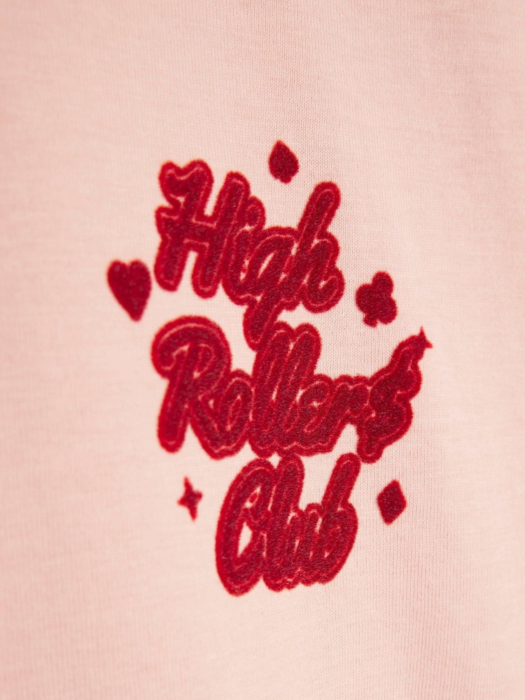River Island Pink Regular Fit Short Sleeve High Roller 100% Cotton T-Shirt - Image 5 of 5 River Island Pink Regular Fit Short Sleeve High Roller 100% Cotton T-Shirt - Image 5 of 5