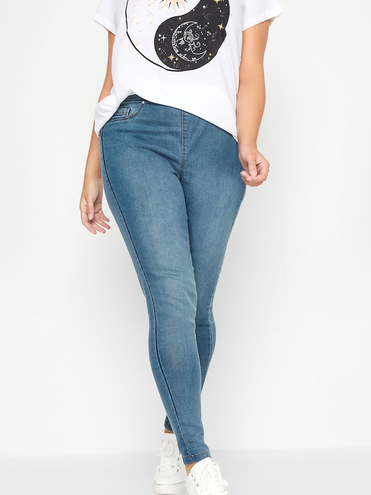 Yours Curve Blue Pull On Bum Shaper Lola Jeggings - Image 1 of 4