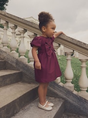 Raspberry Pink Taffeta Bow Party Dress (3mths-10yrs) - Image 2 of 7