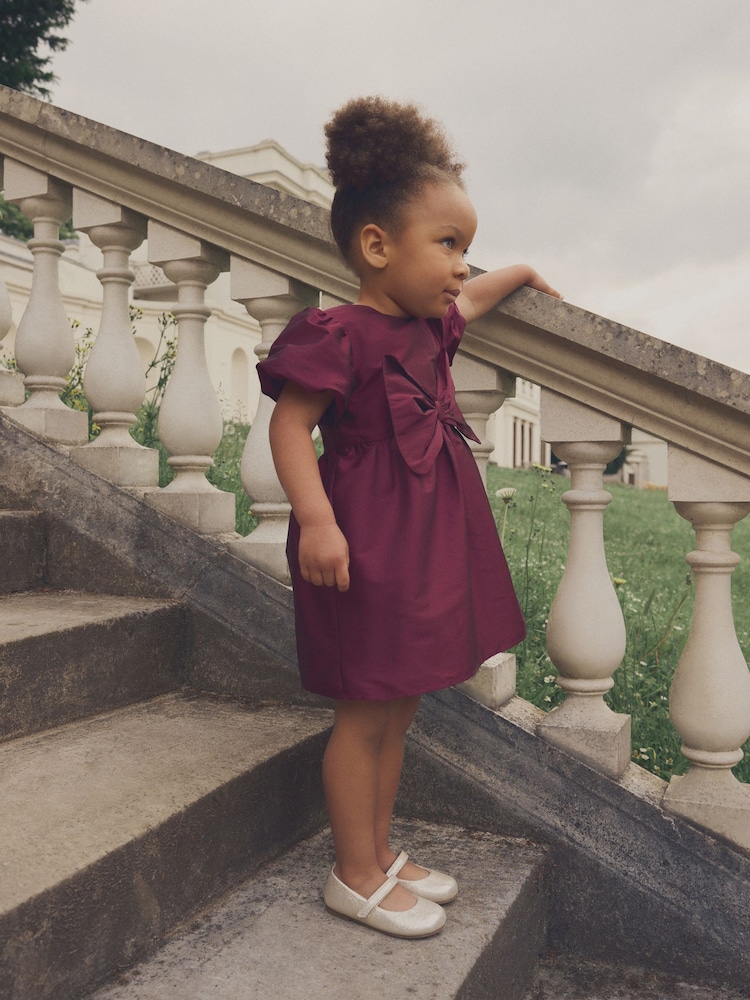 Raspberry Pink Taffeta Bow Party Dress (3mths-10yrs) - Image 2 of 7
