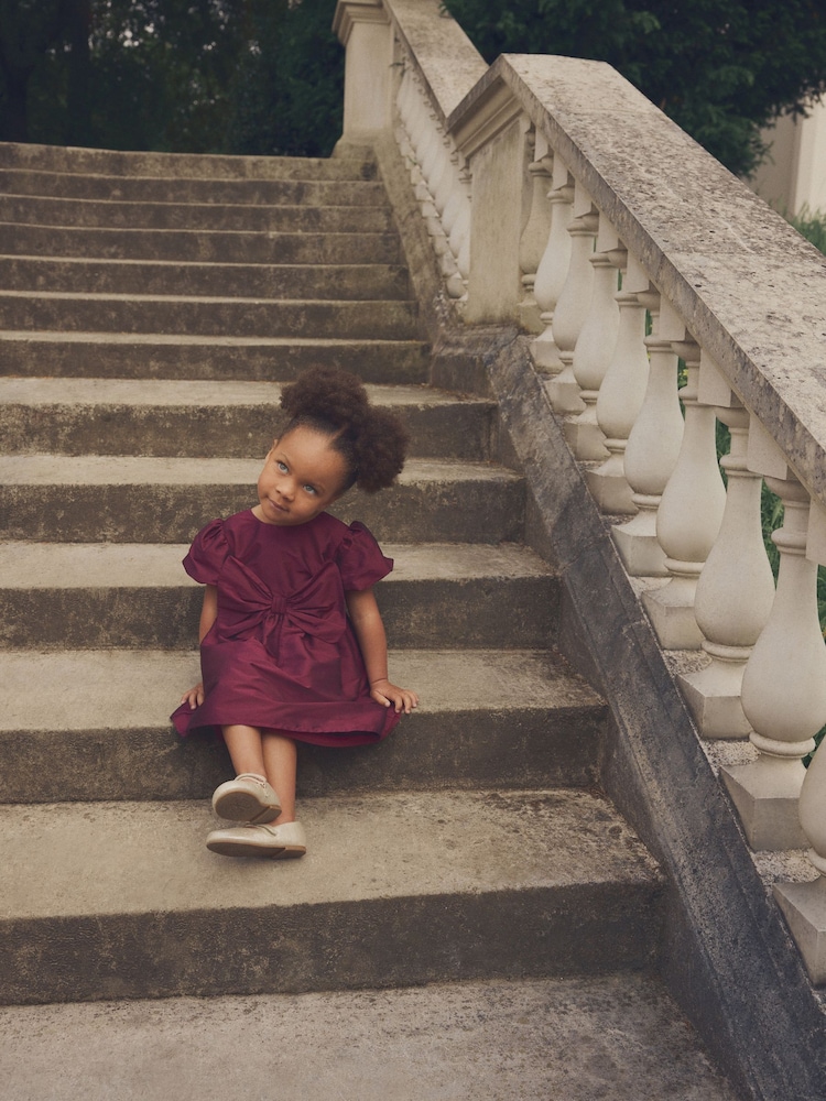 Raspberry Pink Taffeta Bow Party Dress (3mths-10yrs) - Image 5 of 7