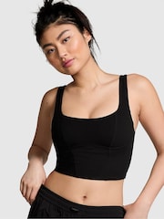 Victoria's Secret PINK Black Shine Cotton Scoop Sports Bra Top - Image 1 of 3