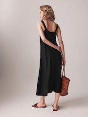The Set Black/White 2 Pack Linen Blend Sundress - Image 4 of 7