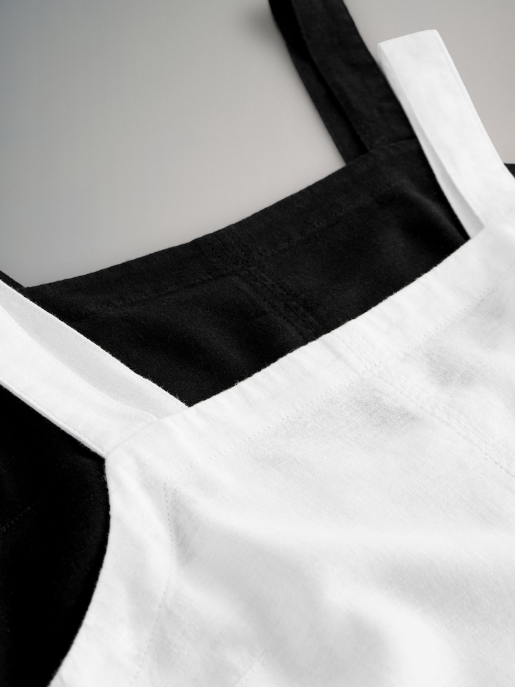 The Set Black/White 2 Pack Linen Blend Sundress - Image 7 of 7