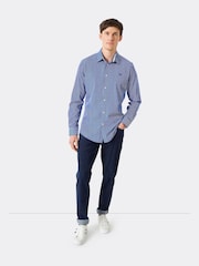 Crew Clothing Blue Slim Fit 100% Cotton Stripe Shirt - Image 2 of 4