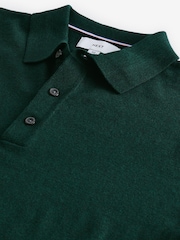 Dark Green Slim Fit Knitted Polo Shirt - Image 6 of 7