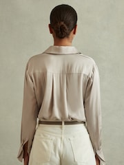 Reiss Stone Jasmine Fitted Layered Cuff Shirt - Image 4 of 5