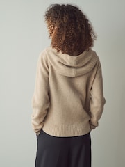 Neutral 100% Wool Premium Zip Through Knitted Hoodie - Image 4 of 8