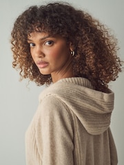 Neutral 100% Wool Premium Zip Through Knitted Hoodie - Image 5 of 8