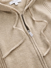 Neutral 100% Wool Premium Zip Through Knitted Hoodie - Image 7 of 8