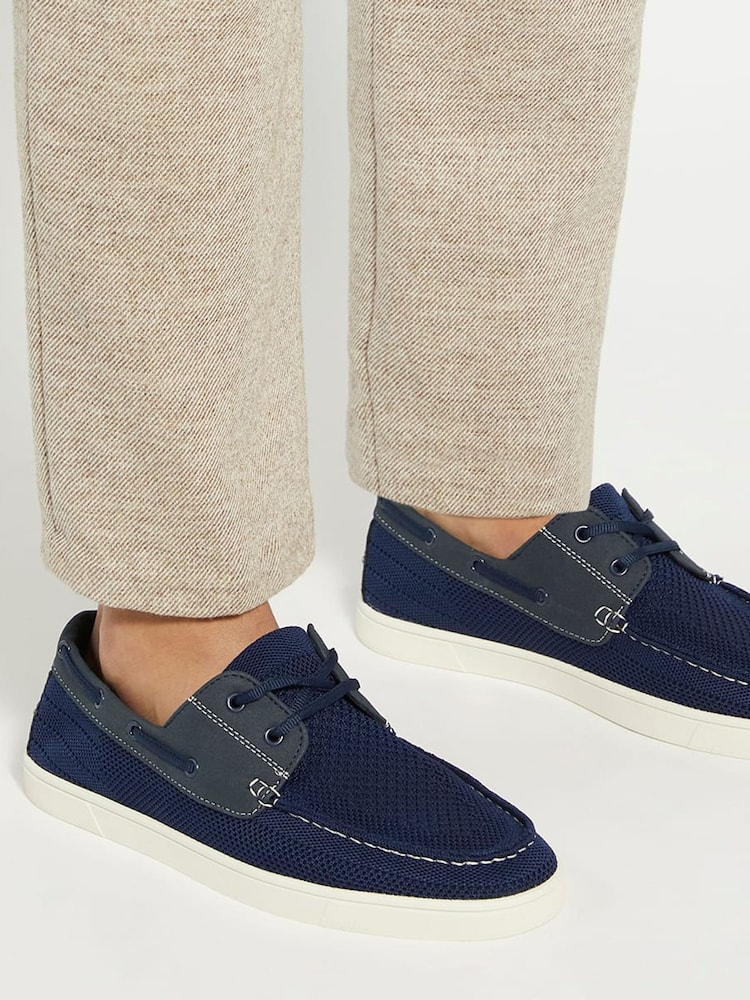 Dune London Blue Blaizerss Knit Boat Shoes - Image 1 of 6