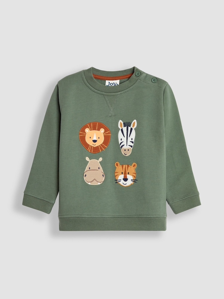 Jojo Maman Bébé Safari Friends Applique Collegepaita - Kuva 1 / 3
