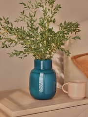 Teal Blue Glass Vase - Image 1 of 4