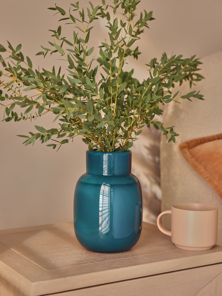 Teal Blue Glass Vase - Image 1 of 4
