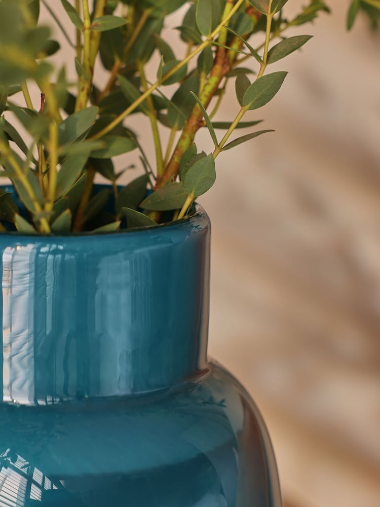 Teal Blue Glass Vase - Image 2 of 4