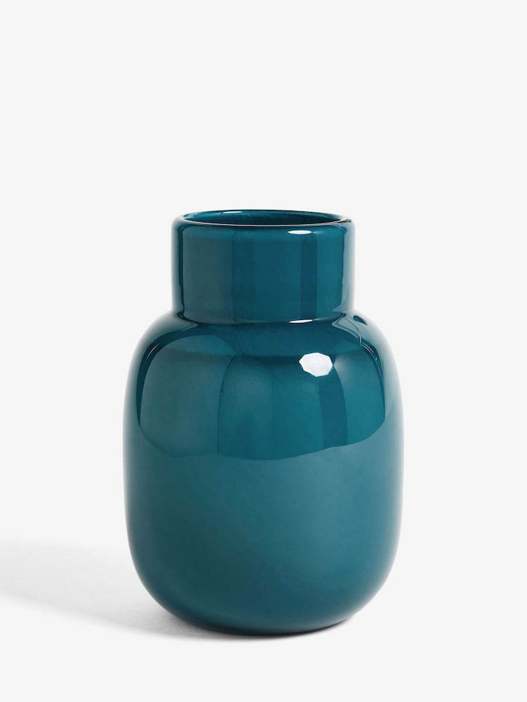 Teal Blue Glass Vase - Image 3 of 4