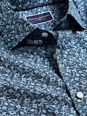 Charles Tyrwhitt Blue Classic Fit Liberty Fabric Floral Print 100% Cotton Shirt - Image 5 of 6
