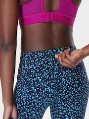 Sweaty Betty Blue Abstract Markings Print 7/8 Length Power Workout Leggings - Image 7 of 9