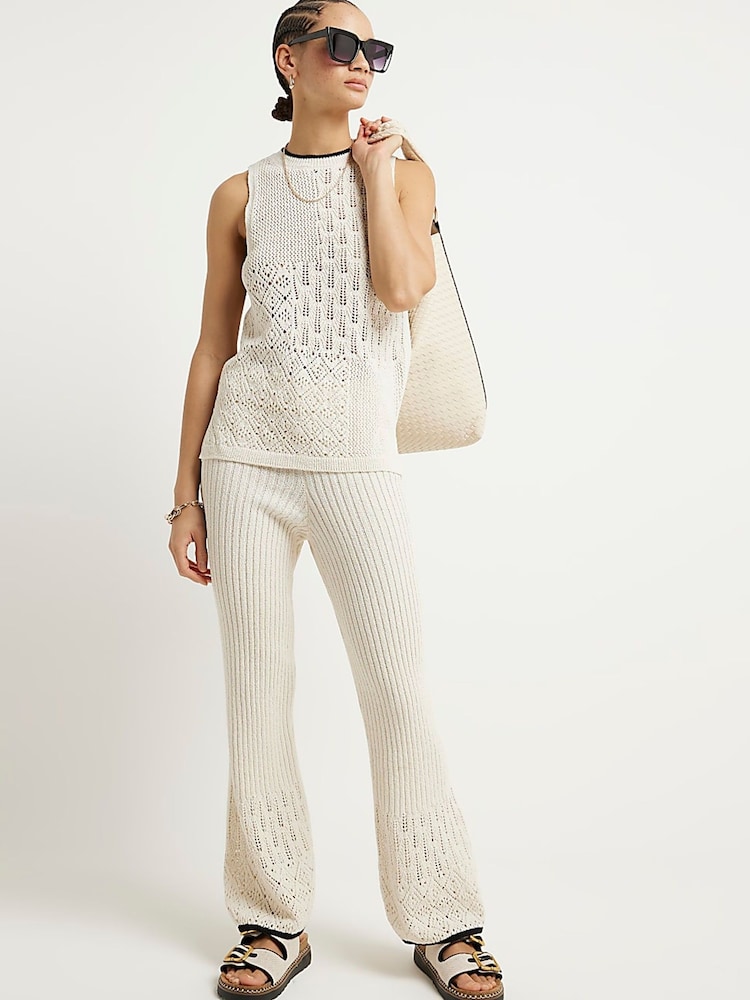 River Island Cream Block Stitch Tabard Vest - Image 1 of 6 River Island Cream Block Stitch Tabard Vest - Image 1 of 6