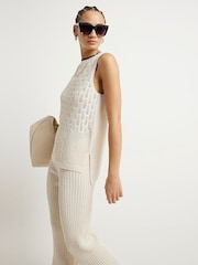 River Island Cream Block Stitch Tabard  Vest - Image 2 of 6