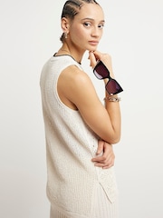 River Island Cream Block Stitch Tabard  Vest - Image 3 of 6