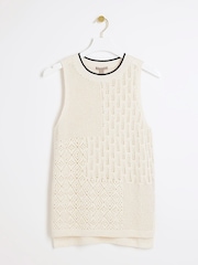 River Island Cream Block Stitch Tabard  Vest - Image 6 of 6