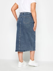 Yours Curve Blue Midi Denim Skirt - Image 3 of 4