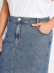 Yours Curve Blue Midi Denim Skirt - Image 4 of 4