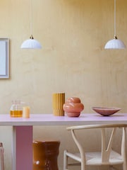 Houseof. White And Brass Flower Glass Pendant Ceiling Light - Image 1 of 5