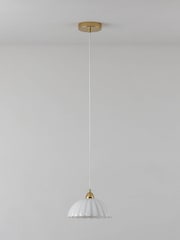 Houseof. White And Brass Flower Glass Pendant Ceiling Light - Image 2 of 5