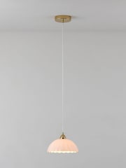 Houseof. White And Brass Flower Glass Pendant Ceiling Light - Image 3 of 5