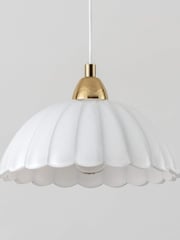 Houseof. White And Brass Flower Glass Pendant Ceiling Light - Image 4 of 5