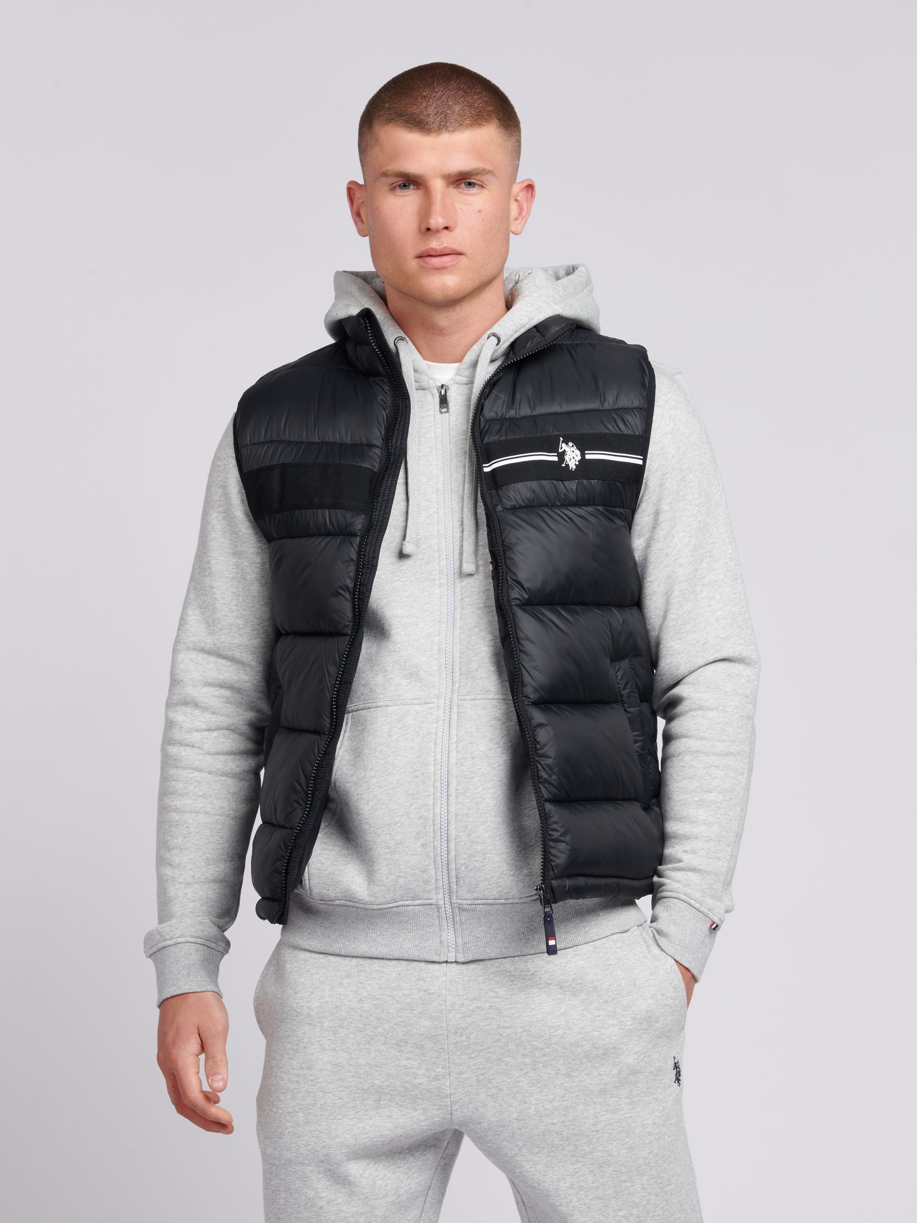 Buy U.S. Polo Assn. Black 3D Tape Mens Gilet from Next Luxembourg