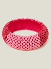 Accessorize Pink Weave Seed Bead Bangle - Image 1 of 2