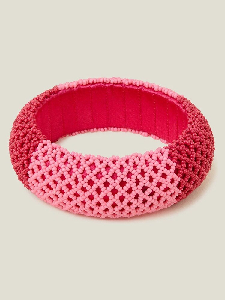 Accessorize Pink Weave Seed Bead Bangle - Image 1 of 2