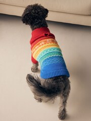 Little Bird by Jools Oliver Multi 100% Cotton Christmas Fairisle Pattern Knitted Dog Jumper - Image 1 of 8