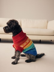 Little Bird by Jools Oliver Multi 100% Cotton Christmas Fairisle Pattern Knitted Dog Jumper - Image 2 of 8