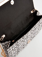 Monochrome Bouclé Clutch Bag With Detachable Cross-Body Chain - Image 10 of 10