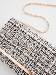 Monochrome Bouclé Clutch Bag With Detachable Cross-Body Chain - Image 8 of 10
