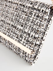 Monochrome Bouclé Clutch Bag With Detachable Cross-Body Chain - Image 9 of 10