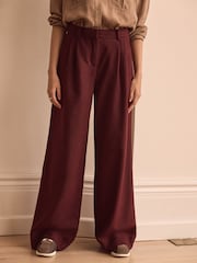 Burgundy Premium Wool Blend Wide Leg Trousers - Image 2 of 6