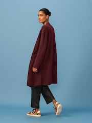 Red Berry Soft Touch Waterfall Longline Knitted Cardigan Coatigan - Image 2 of 7