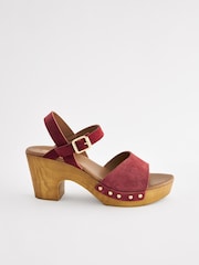 Red Clog Heeled Sandals - Image 2 of 5