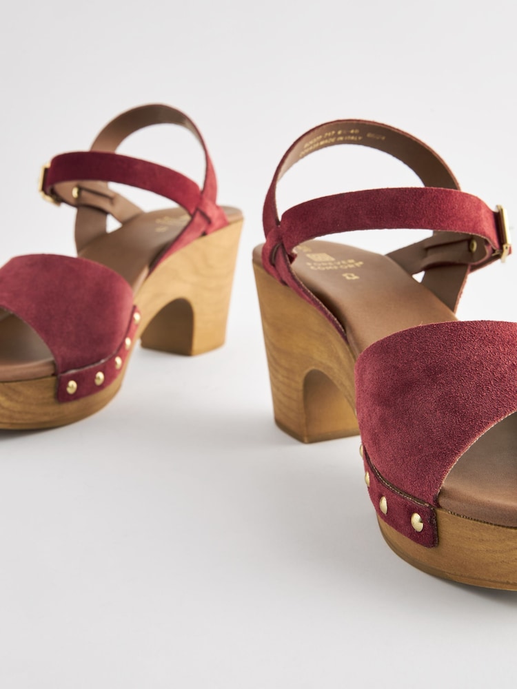 Red Clog Heeled Sandals - Image 3 of 5