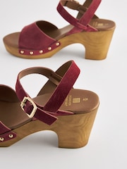 Red Clog Heeled Sandals - Image 4 of 5