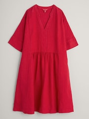 Seasalt Cornwall Red 100% Linen Petite Draw Kiln Dress - Image 4 of 5