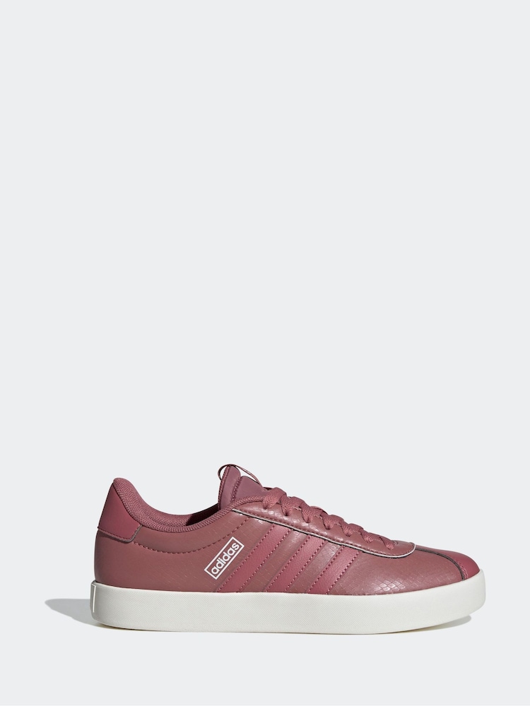 adidas White/Pink VL Court Trainers - Image 1 of 7