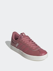 adidas White/Pink VL Court Trainers - Image 3 of 7