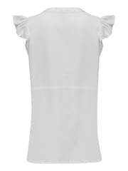 Pour Moi White Poppy Fuller Bust Woven Longline Frill Sleeve Shirt With Linen - Image 4 of 4