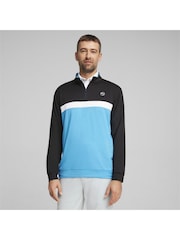 Puma Black Pure Colourblock Golf Quarter Zip Mens Top - Image 1 of 6